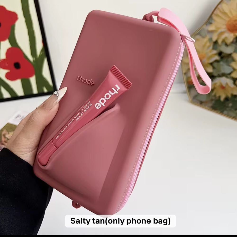 Pink Phone Bag with Strap salty tan
